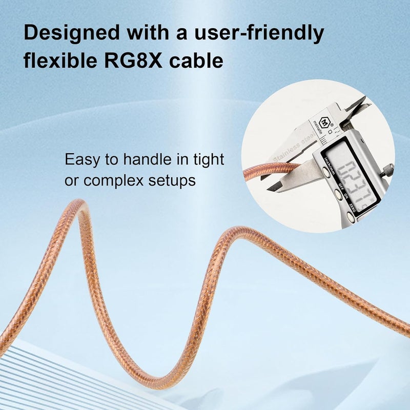 XRDS -RF كابل كوكسيل RG8X بطول 30 قدم مع موصلات UHF ذكر PL259، نواة نحاسية صلبة، درع مضفر، كابل CB لراديو الهواة، راديو HF، وأجهزة الاتصال - Image 4